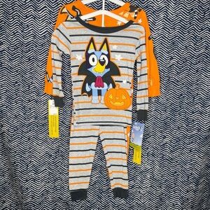 Kids Halloween Pajamas - Striped Gray and Orange